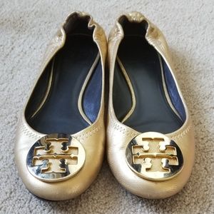 Tory Burch gold ballet flats